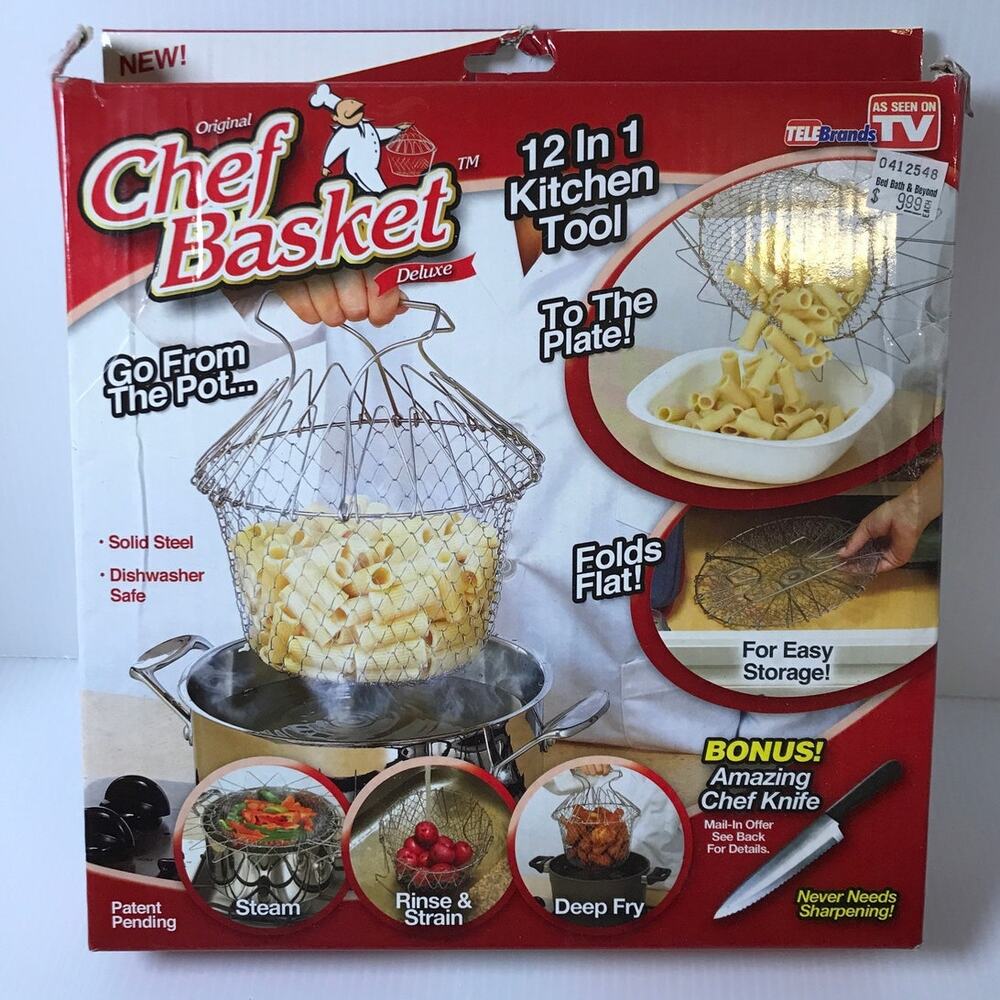 NWT Chef Basket Cooking Steam Rise Strain Deep Fry
